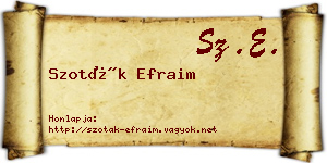 Szoták Efraim névjegykártya